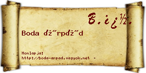 Boda Árpád névjegykártya
