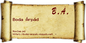 Boda Árpád névjegykártya