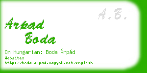 arpad boda business card