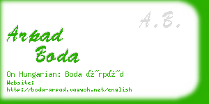 arpad boda business card